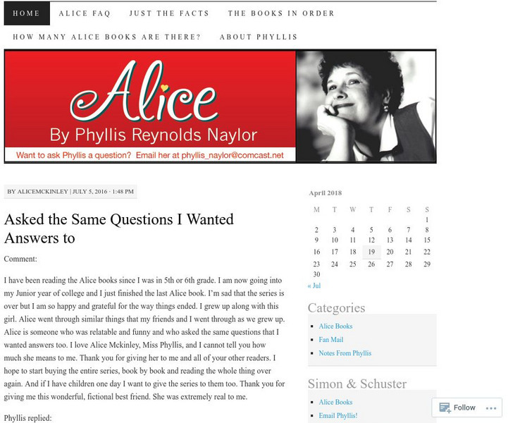 The Alice Fan Club Website The Alice Fan Club Website