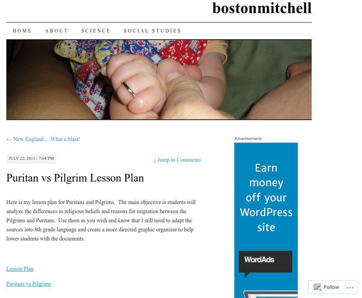 Puritan vs Pilgrim Lesson Plan Lesson Plan Puritan vs Pilgrim Lesson Plan Lesson Plan