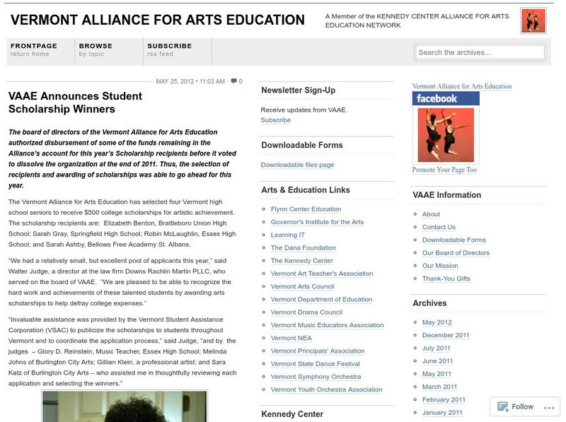 Vermont Alliance for Arts Education Website Vermont Alliance for Arts Education Website