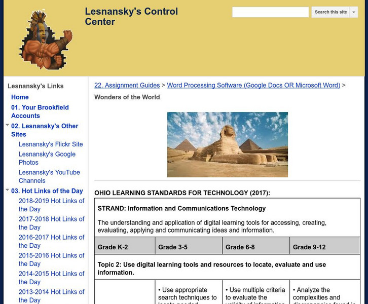 Lesnansky's Control Center: Word Processing Software: Wonders of the World Lesson Plan Lesnansky's Control Center: Word Processing Software: Wonders of the World Lesson Plan