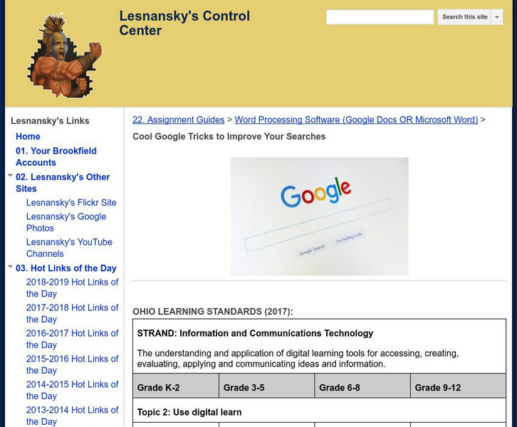 Brookfield High School: Lesnansky's Control Center: Cool Google Tricks Lesson Plan Brookfield High School: Lesnansky's Control Center: Cool Google Tricks Lesson Plan