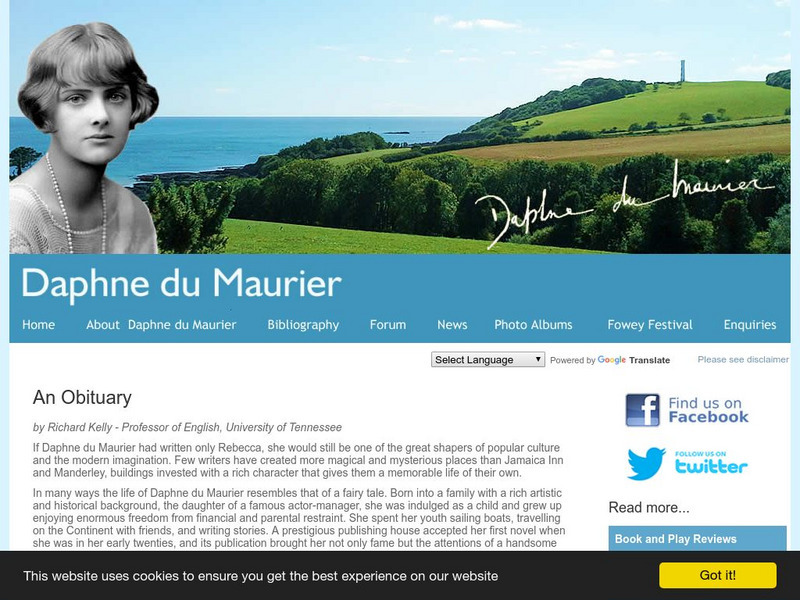 Daphne Du Maurier: An Obituary Website Daphne Du Maurier: An Obituary Website