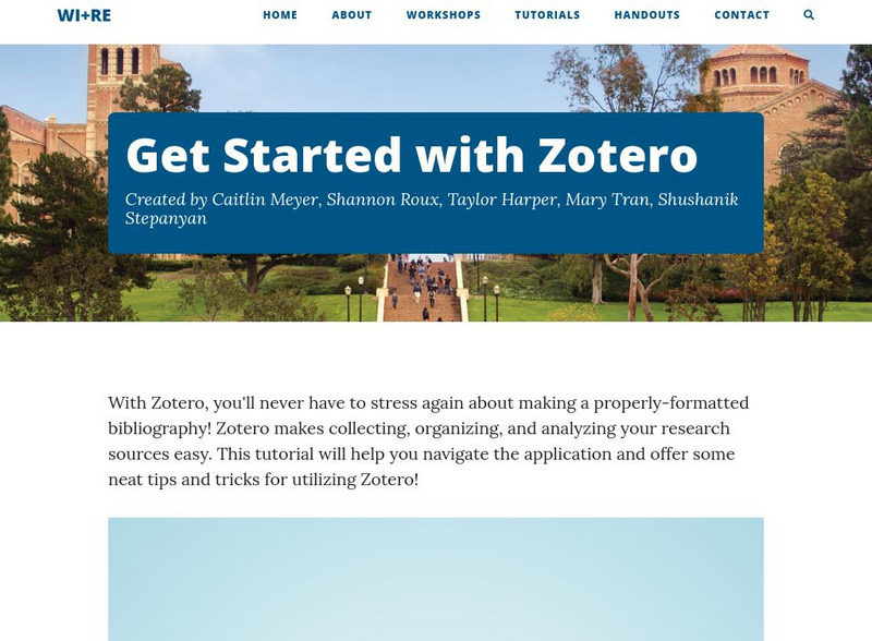 Ucla Library: Get Started With Zotero Unit Plan Ucla Library: Get Started With Zotero Unit Plan