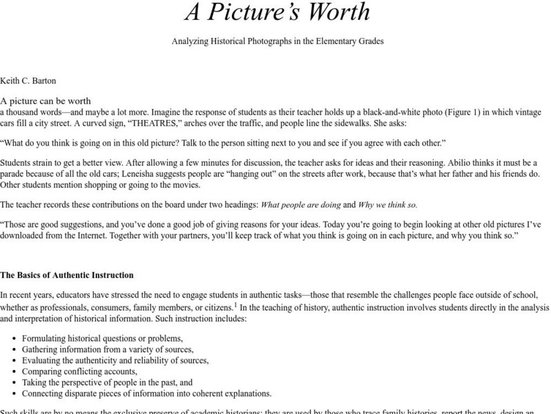 National Council for the Social Studies: A Picture's Worth Lesson Plan