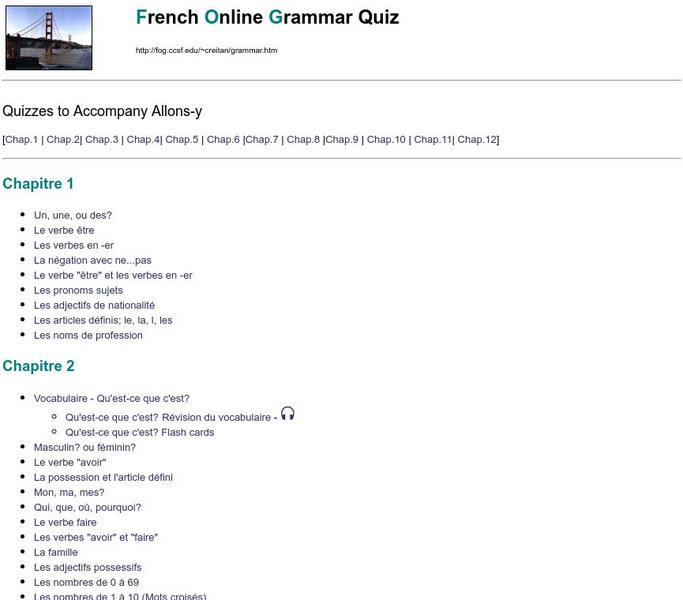 City College, San Francisco: French Online Grammar Quiz Unknown Type City College, San Francisco: French Online Grammar Quiz Unknown Type