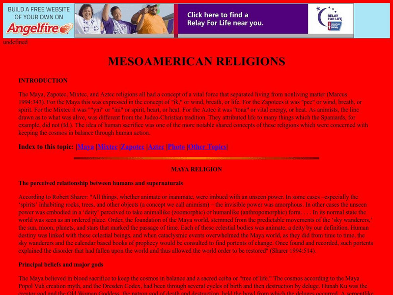 Mesoamerican Religions Handout Mesoamerican Religions Handout