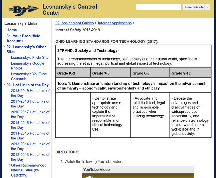 Brookfield High School: Lesnansky's Control Center: Internet Safety Activity Brookfield High School: Lesnansky's Control Center: Internet Safety Activity