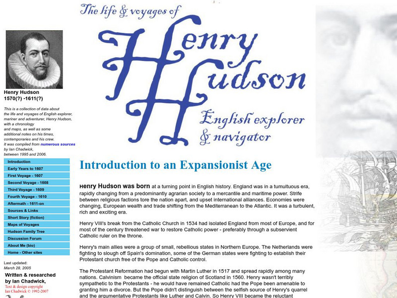 Ian Chadwick: The Life and Voyages of Henry Hudson Website Ian Chadwick: The Life and Voyages of Henry Hudson Website