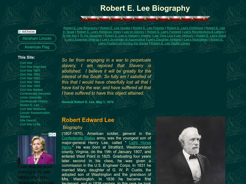 Son of the South: Robert E. Lee Biography Handout