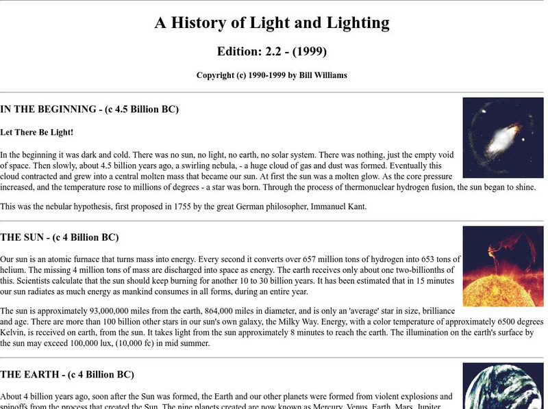 A History of Light and Lighting Website