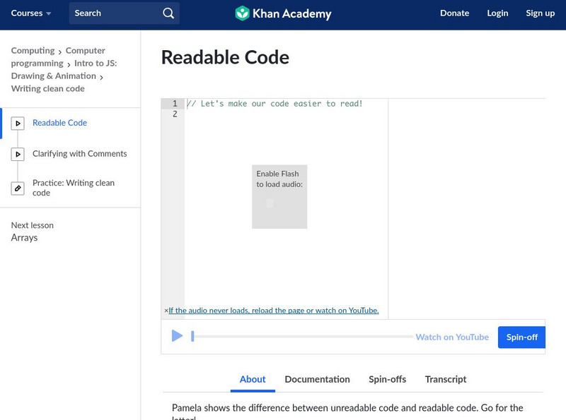 Khan Academy: Readable Code Instructional Video