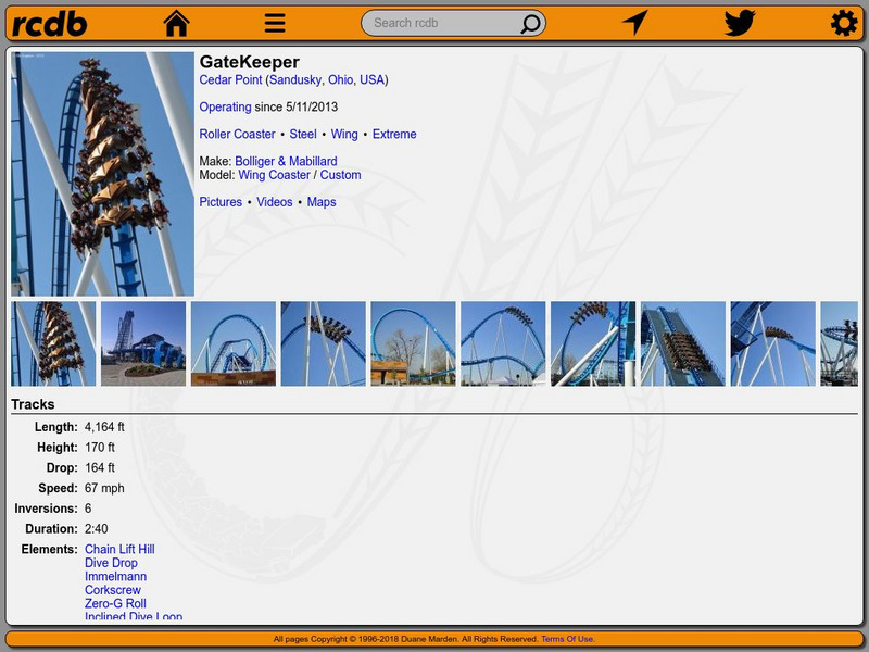 Roller Coaster Database: Cedar Point: Gatekeeper Roller Coaster Website Roller Coaster Database: Cedar Point: Gatekeeper Roller Coaster Website
