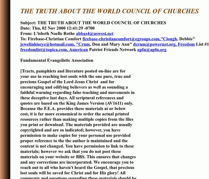 Christian News:truth About the World Council of Churches Article Christian News:truth About the World Council of Churches Article