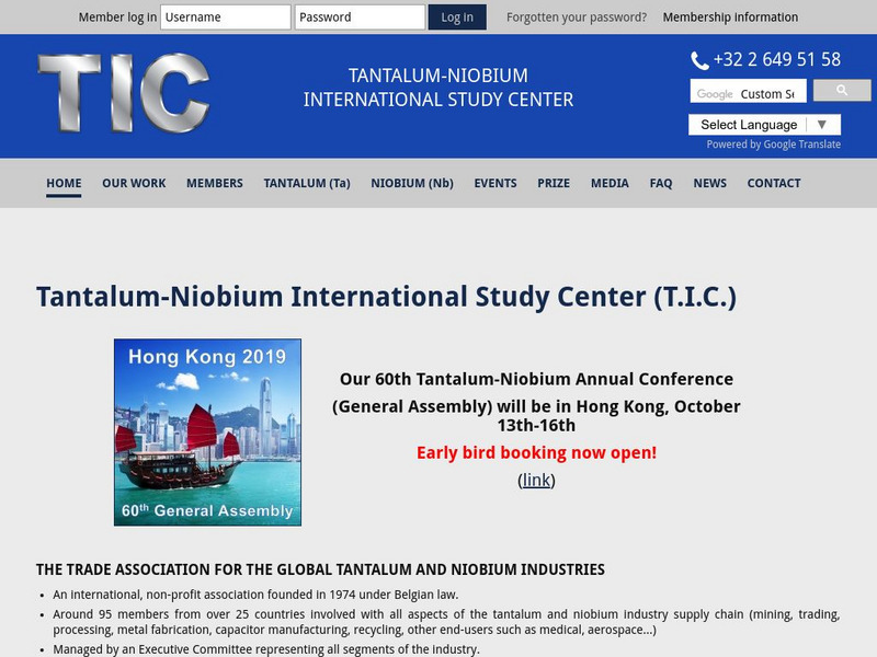 Tantalum Niobium International Study Center Website Tantalum Niobium International Study Center Website