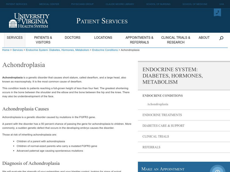 University of Virginia Health System: Conditions and Treatments: Achondroplasia Handout University of Virginia Health System: Conditions and Treatments: Achondroplasia Handout