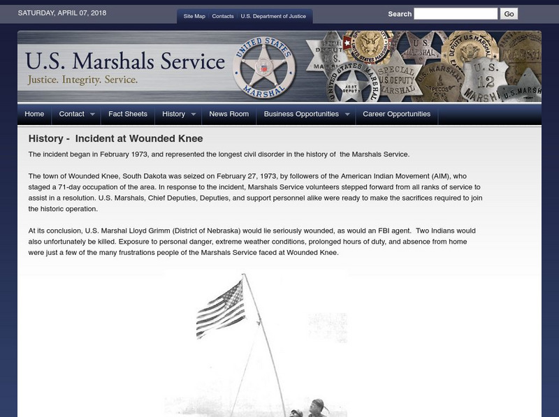 U.s. Marshals Service: Incident at Wounded Knee Handout