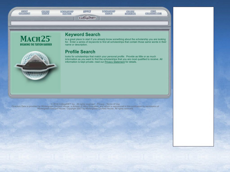 College Net: Scholarship Search Website