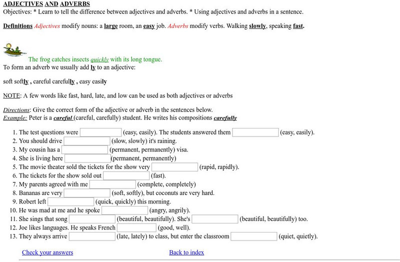 Grammar Quiz: Adjectives and Adverbs Unknown Type Grammar Quiz: Adjectives and Adverbs Unknown Type