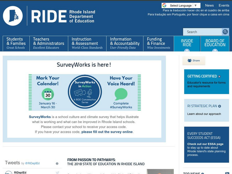 Rhode Island Department of Education Website Rhode Island Department of Education Website