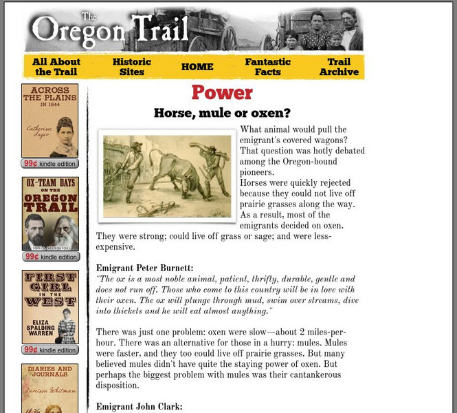 The Oregon Trail: Power: Horse, Mule or Oxen? Handout The Oregon Trail: Power: Horse, Mule or Oxen? Handout