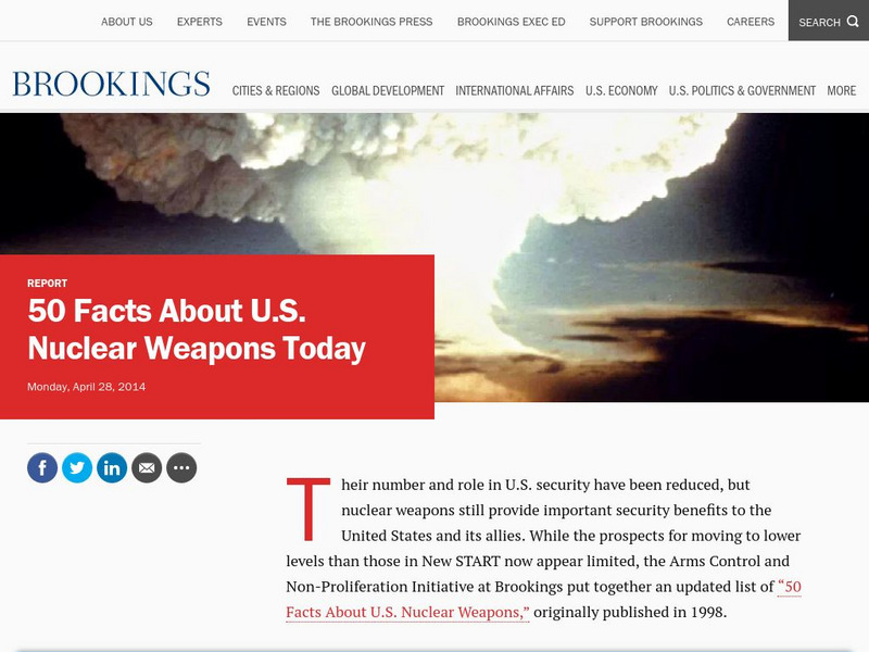 Brookings Institution: 50 Facts About u.s. Nuclear Weapons Article Brookings Institution: 50 Facts About u.s. Nuclear Weapons Article