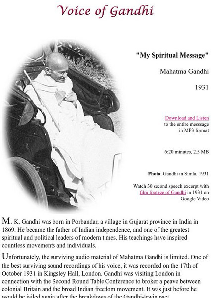 Harappa.com: Voice of Gandhi Handout Harappa.com: Voice of Gandhi Handout