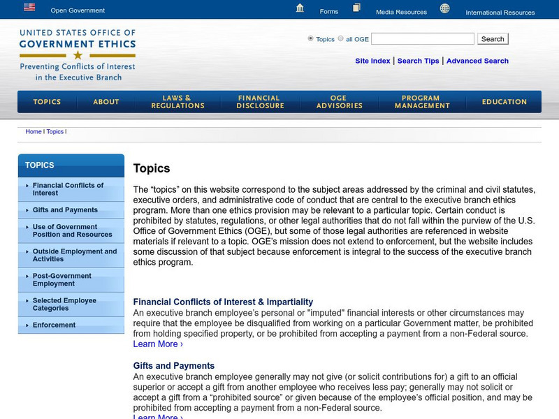 U.s. Office of Government Ethics: General Principles Website U.s. Office of Government Ethics: General Principles Website