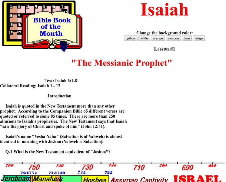 Bible Book of the Month: Isaiah: Lesson I Website Bible Book of the Month: Isaiah: Lesson I Website