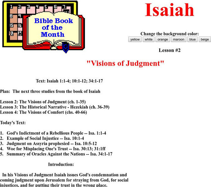 Bible Book of the Month: Isaiah: Lesson 2 Website