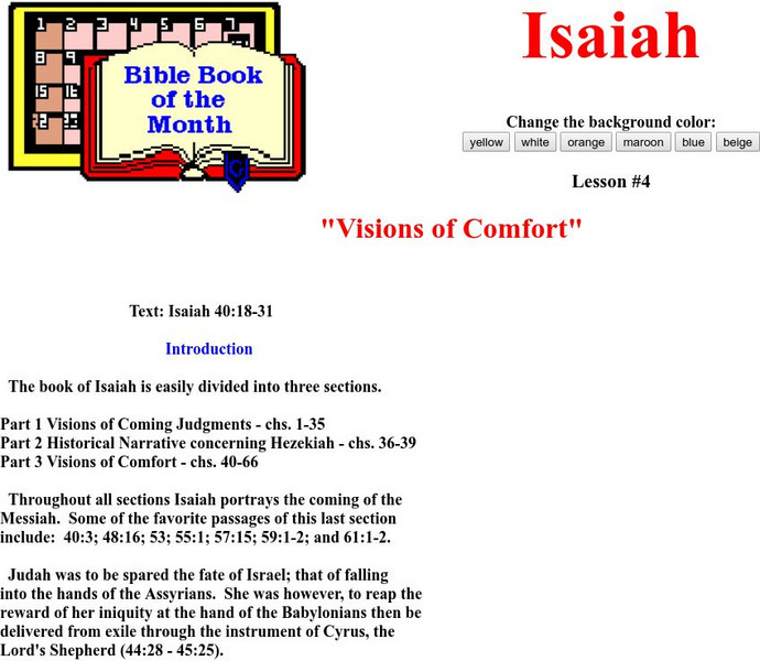 Bible Book of the Month: Isaiah: Lesson 4 Website
