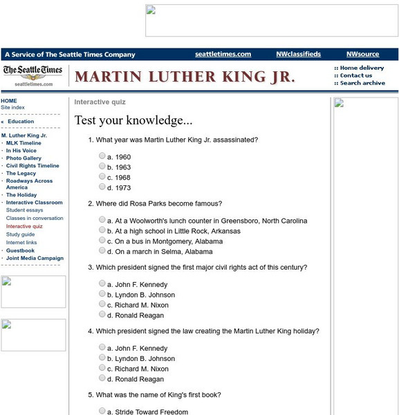 Seattle Times: Martin Luther King Jr. Quiz Unknown Type Seattle Times: Martin Luther King Jr. Quiz Unknown Type