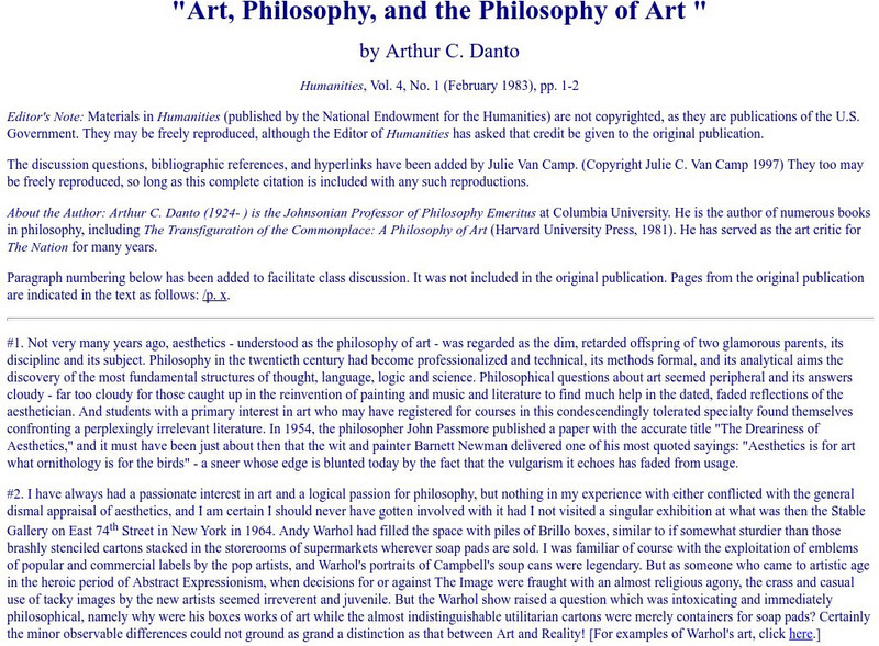 Csu: "Art, Philosophy, and the Philosophy of Art" Article Csu: "Art, Philosophy, and the Philosophy of Art" Article