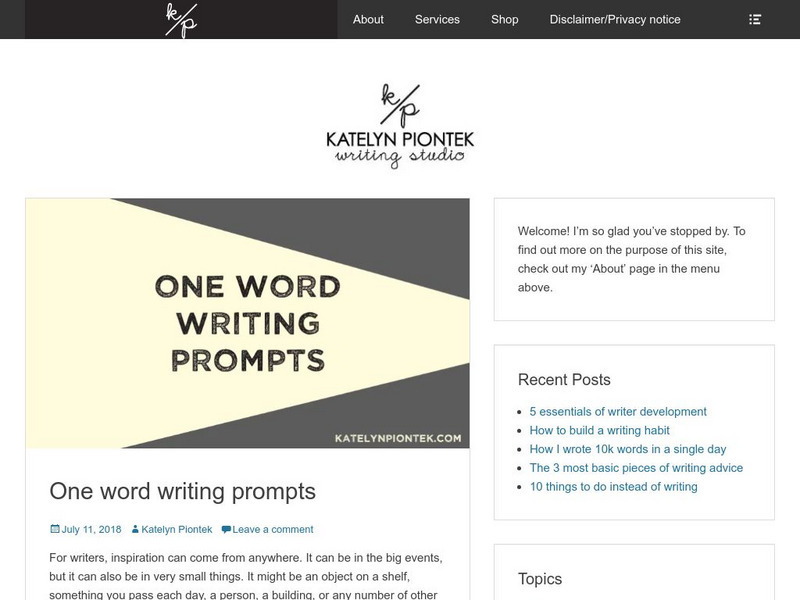 Katelyn Pointek: One Word Writing Prompts Website Katelyn Pointek: One Word Writing Prompts Website