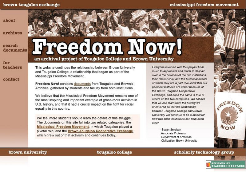Brown Tougaloo Exchange: Freedom Now! Primary Brown Tougaloo Exchange: Freedom Now! Primary