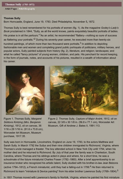 Worcester Art Museum: Thomas Sully Website