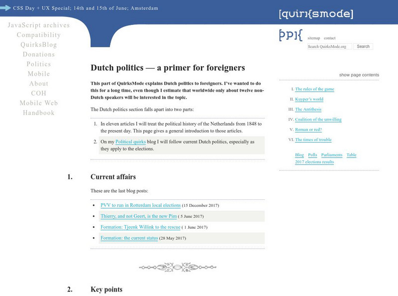 Quirks Mode: Dutch Politics a Primer for Foreigners Website