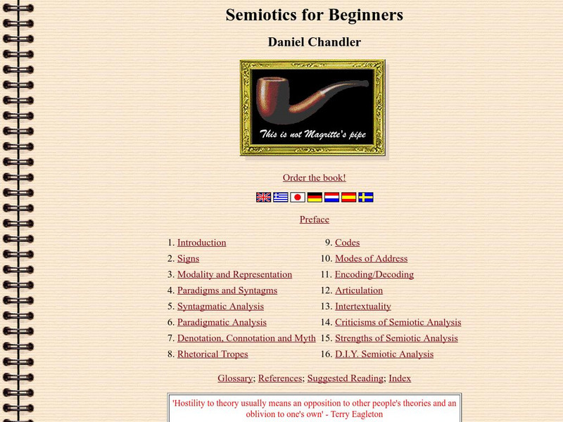 The University of Wales: Semiotics for Beginners Handout The University of Wales: Semiotics for Beginners Handout