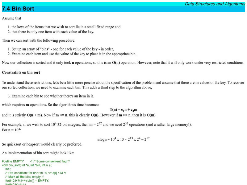 Morris: Bin Sort Website Morris: Bin Sort Website