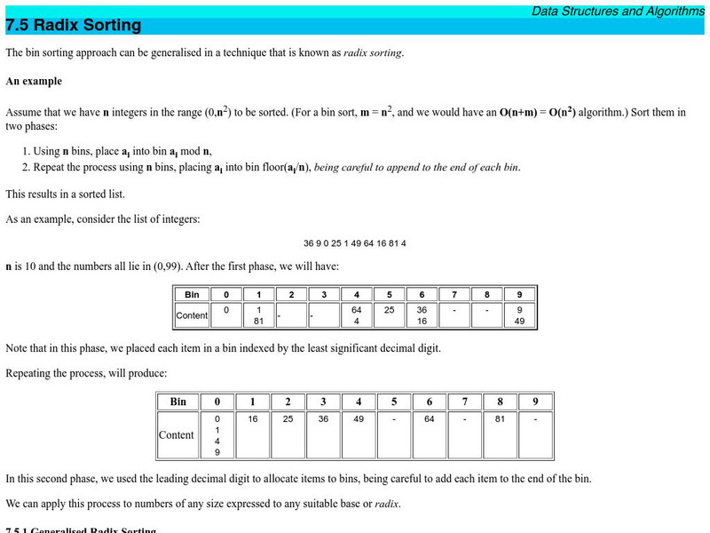 Morris: Radix Sorting Activity Morris: Radix Sorting Activity