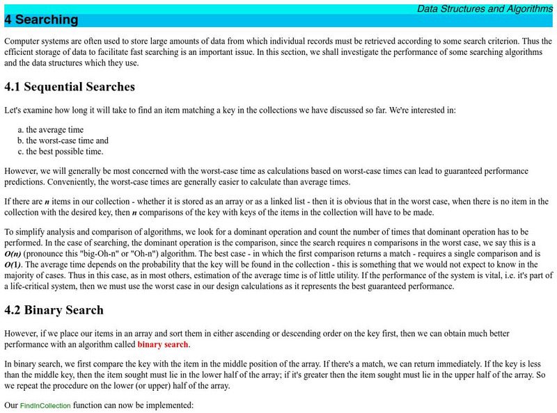Morris: Sequential Searches Activity