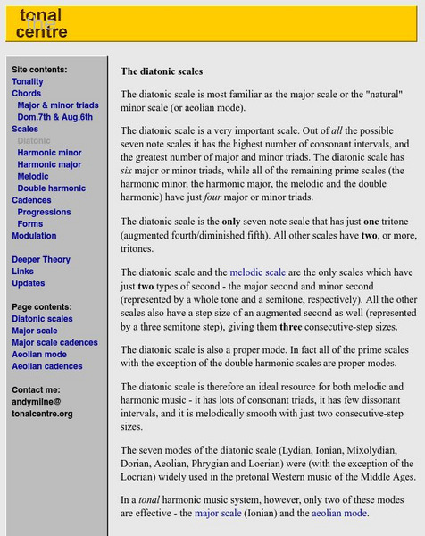 The Tonal Center/diatonic Scales Article The Tonal Center/diatonic Scales Article