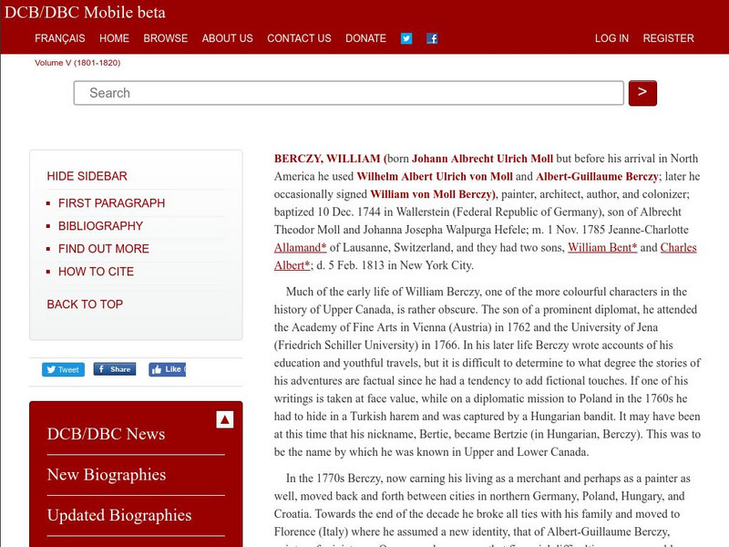 Dictionary of Canadian Biography Online: Berczy Website Dictionary of Canadian Biography Online: Berczy Website