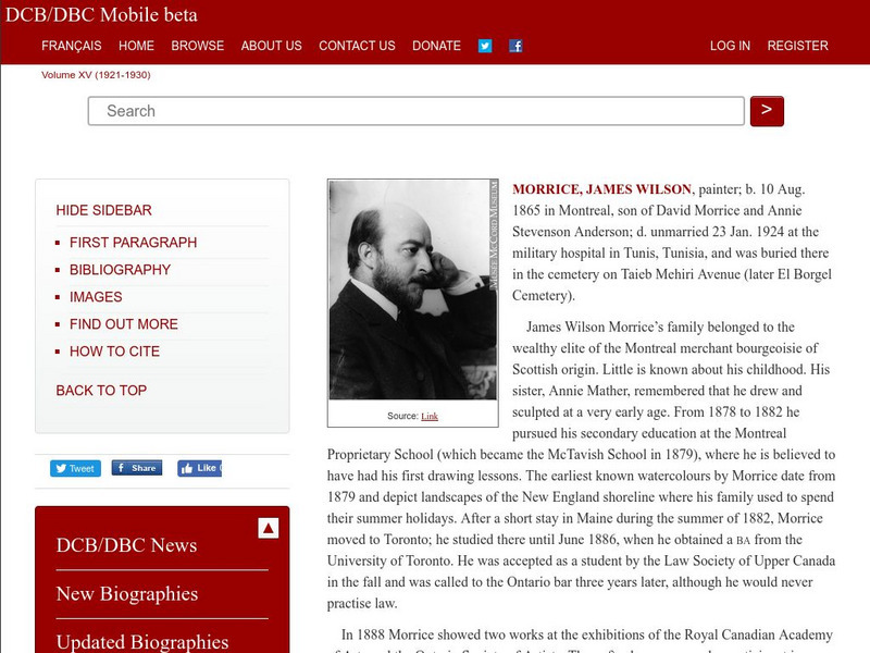 Dictionary of Canadian Biography Online: James Morrice Website Dictionary of Canadian Biography Online: James Morrice Website