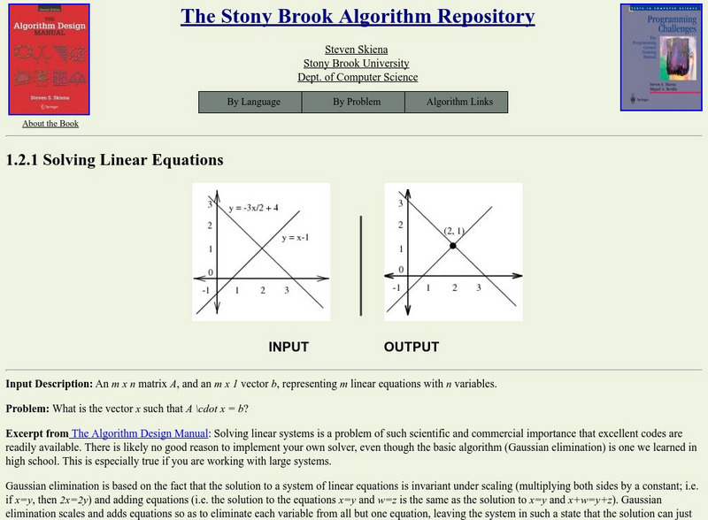 Stony Brook University: Solving Linear Equations Activity Stony Brook University: Solving Linear Equations Activity