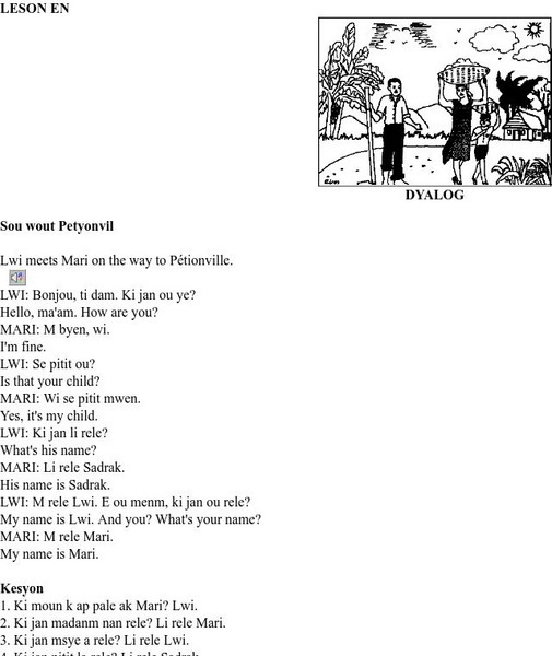 Ann Pale Kreyol: Leson en Dyalog Lesson Plan Ann Pale Kreyol: Leson en Dyalog Lesson Plan