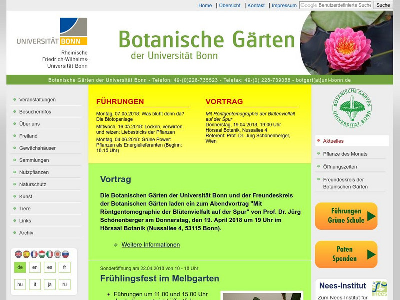 Bonn University Botanical Garden Website Bonn University Botanical Garden Website