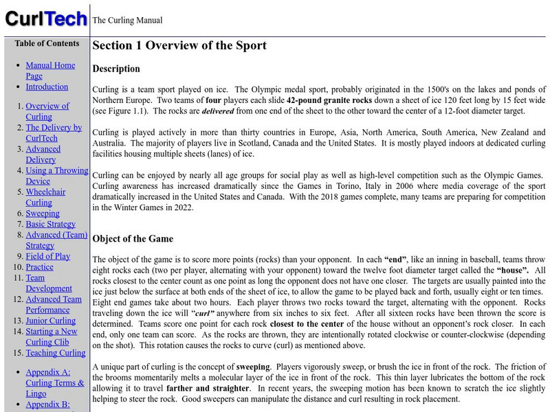 The Curling School: Overview of the Sport Handout The Curling School: Overview of the Sport Handout