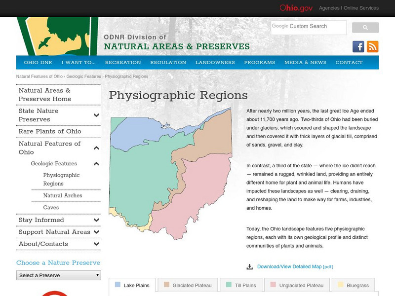 Ohio's Five Physiographic Regions Website Ohio's Five Physiographic Regions Website
