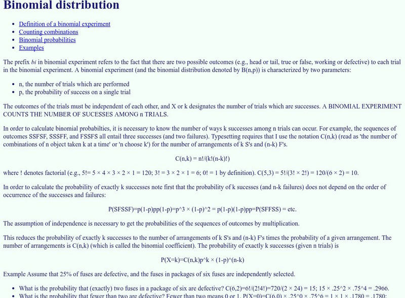 Introduction to Statistical Methods: Binomial Distribution Activity Introduction to Statistical Methods: Binomial Distribution Activity