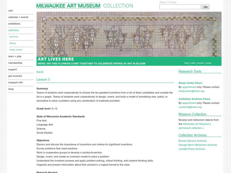Milwaukee Art Museum: Design a New Product Lesson Plan Milwaukee Art Museum: Design a New Product Lesson Plan